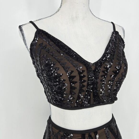 Windsor Black Sequin 2 Pc Set Small Evening Cocktail - Picture 2 of 3